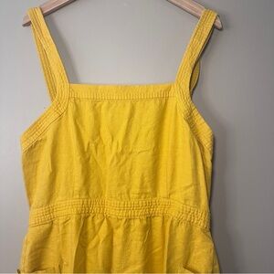 Madewell Safron Yellow Linen Blend Pinafore Dress with Pockets, Lightweight, 14